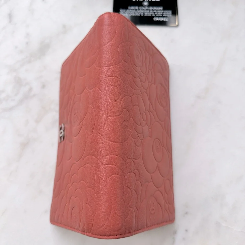 Chanel CC Coral Camellia Bifold Wallet
